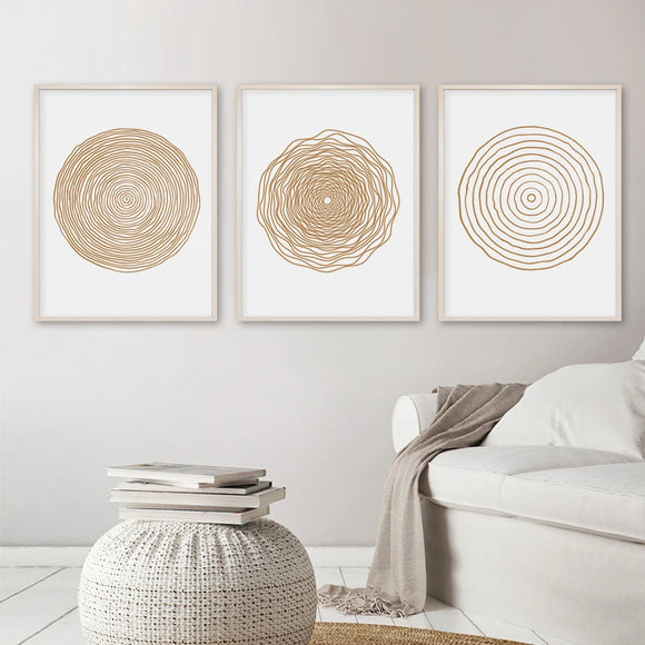 Beige Geometric Circles Canvas Wall Prints