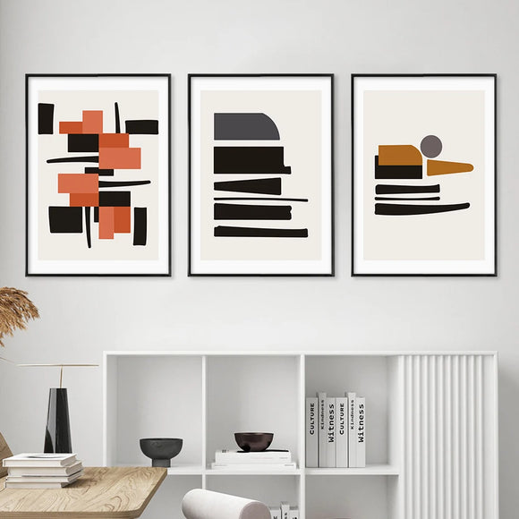 Orange and Black Nordic Canvas Wall Prints