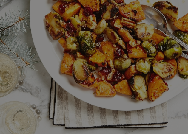 Maple Roasted Brussels Sprouts and Sweet Potatoes