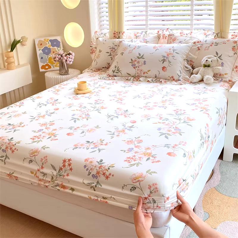 Printed Elastic Fitted Cotton Bed Sheet