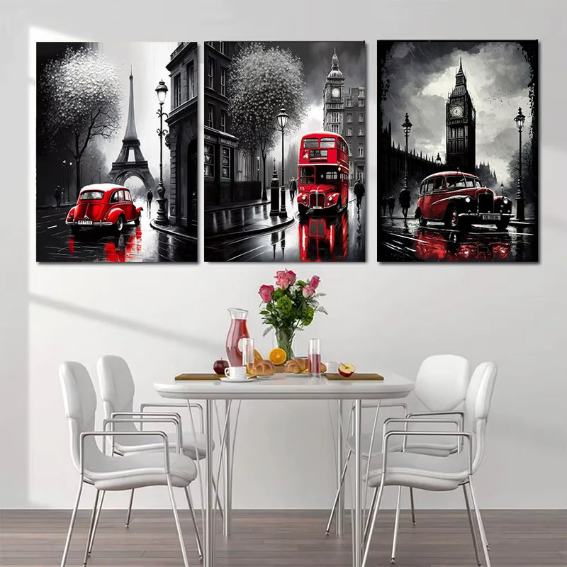 London Bus & Paris Tower Wall Prints