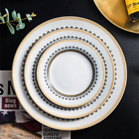 European-Style Patterned Ceramic Dinner Plates & Bowls