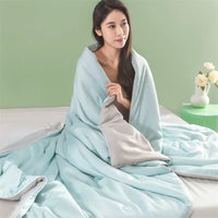 Summer Ice Silk Quilt Bedspread on the Bed Air Conditioning Blanket Breathable Silky Comforter Luxury Bedding Double Queen King