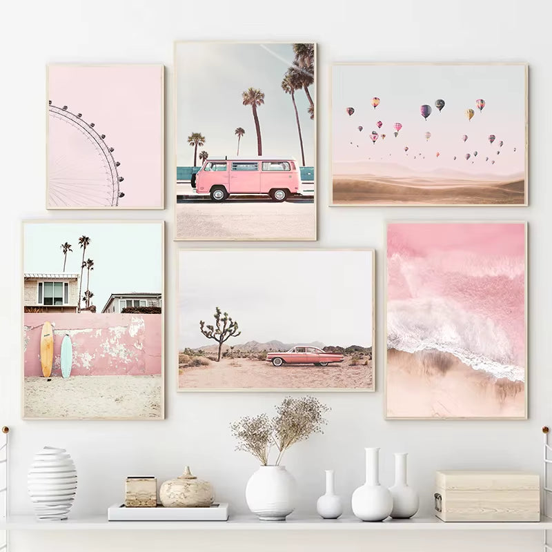 Pink Ocean Surf Wall Print