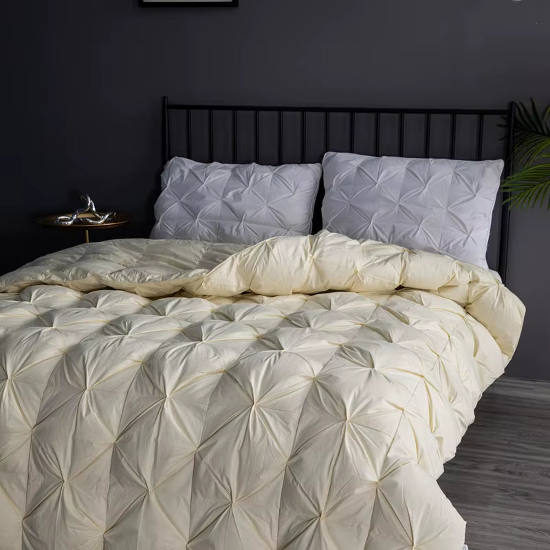 Ultra-Warm Goose down Comforter, Pinch Pleat Duvet Insert, Lightweight Fluffy Duvet for All Season, Premium 100% Cotton Shell