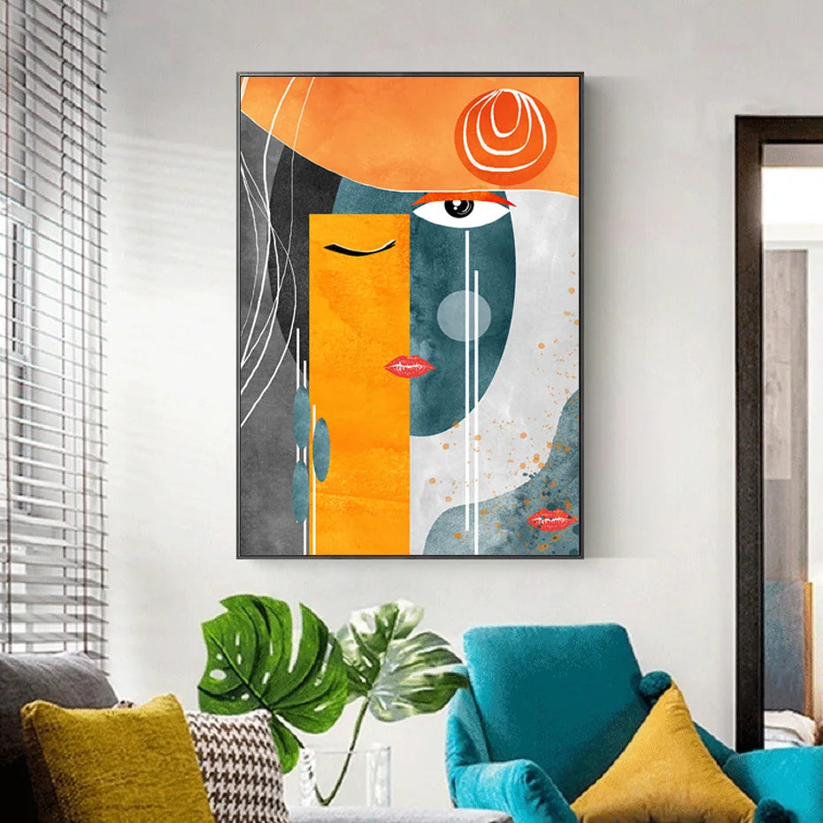 Abstract Geometric Faces Wall Prints