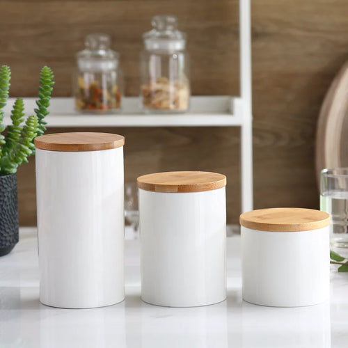 White Ceramic Sealed Storage Jar