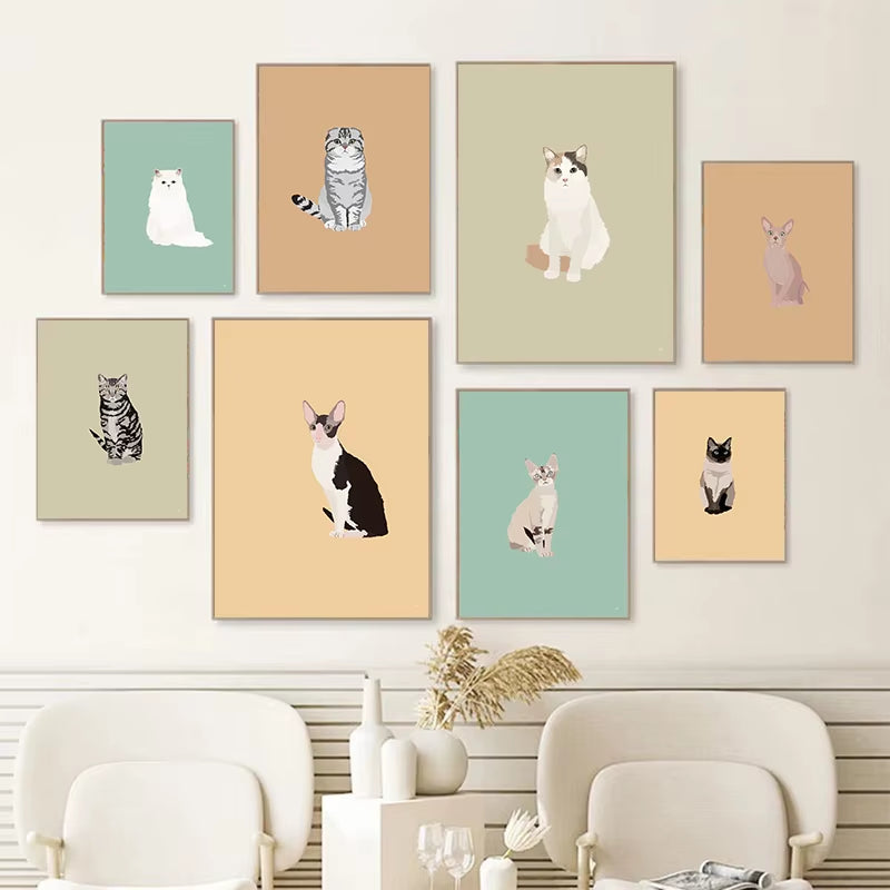 Minimalist Cat Illustration Wall Print