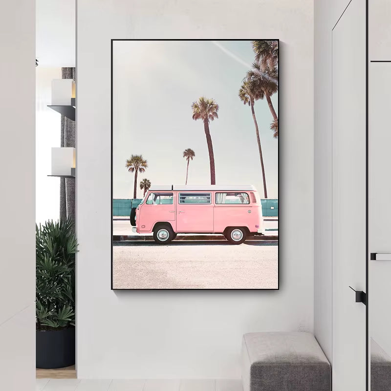 Pink Ocean Surf Wall Print