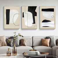 Beige and Black Lined Wall Prints