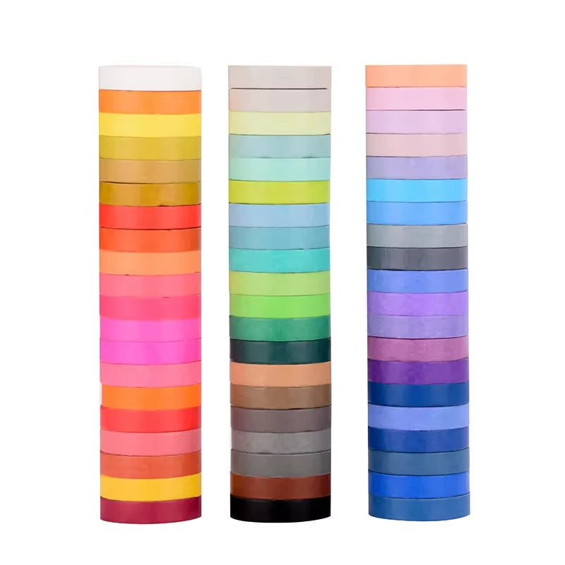 60 Pcs/Set Basic Solid Color Washi Tape Rainbow Masking Tape Diary Scrapbook Decorative Adhesive Tape Sticker Gift Stationery