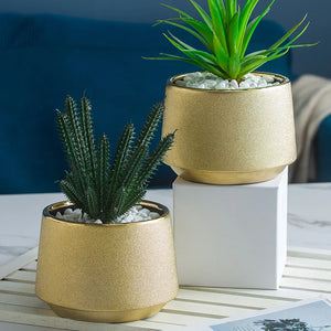 Gold-Plated Frosted Ceramic Vase