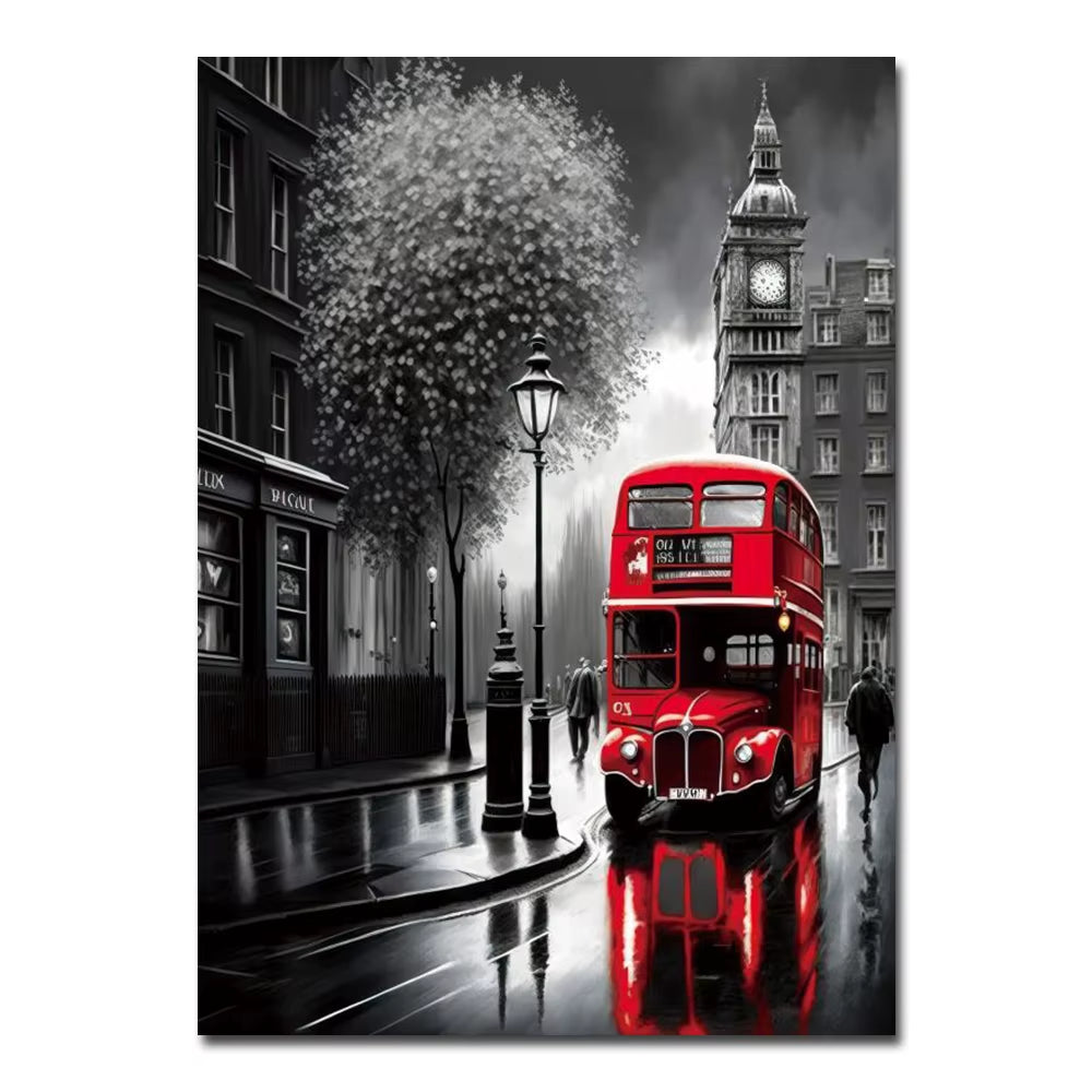 London Bus & Paris Tower Wall Prints