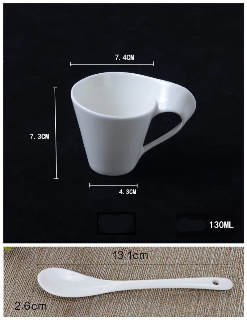 Modern Wavy Ceramic Espresso and Coffee Cups