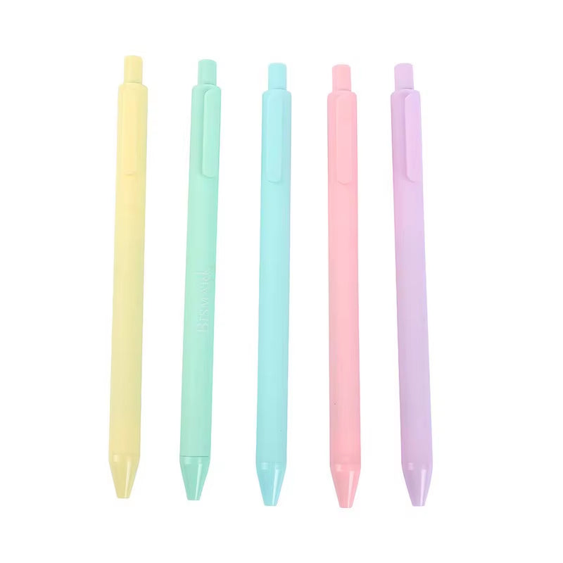 1Pcs Simple Press Type Gel Pen Macaron Black Ink Ballpoint Pens Student School Office Supplies