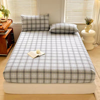 Non-Slip Plaid Fitted Bed Sheet