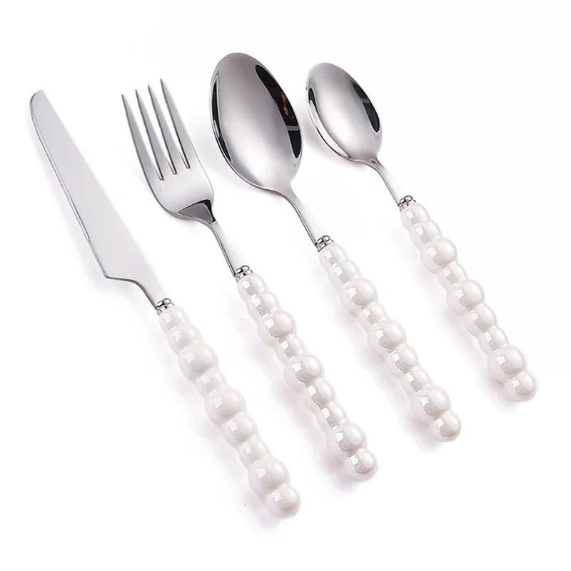 24Pcs Pearled Cutlery Set (Stainless Steel)