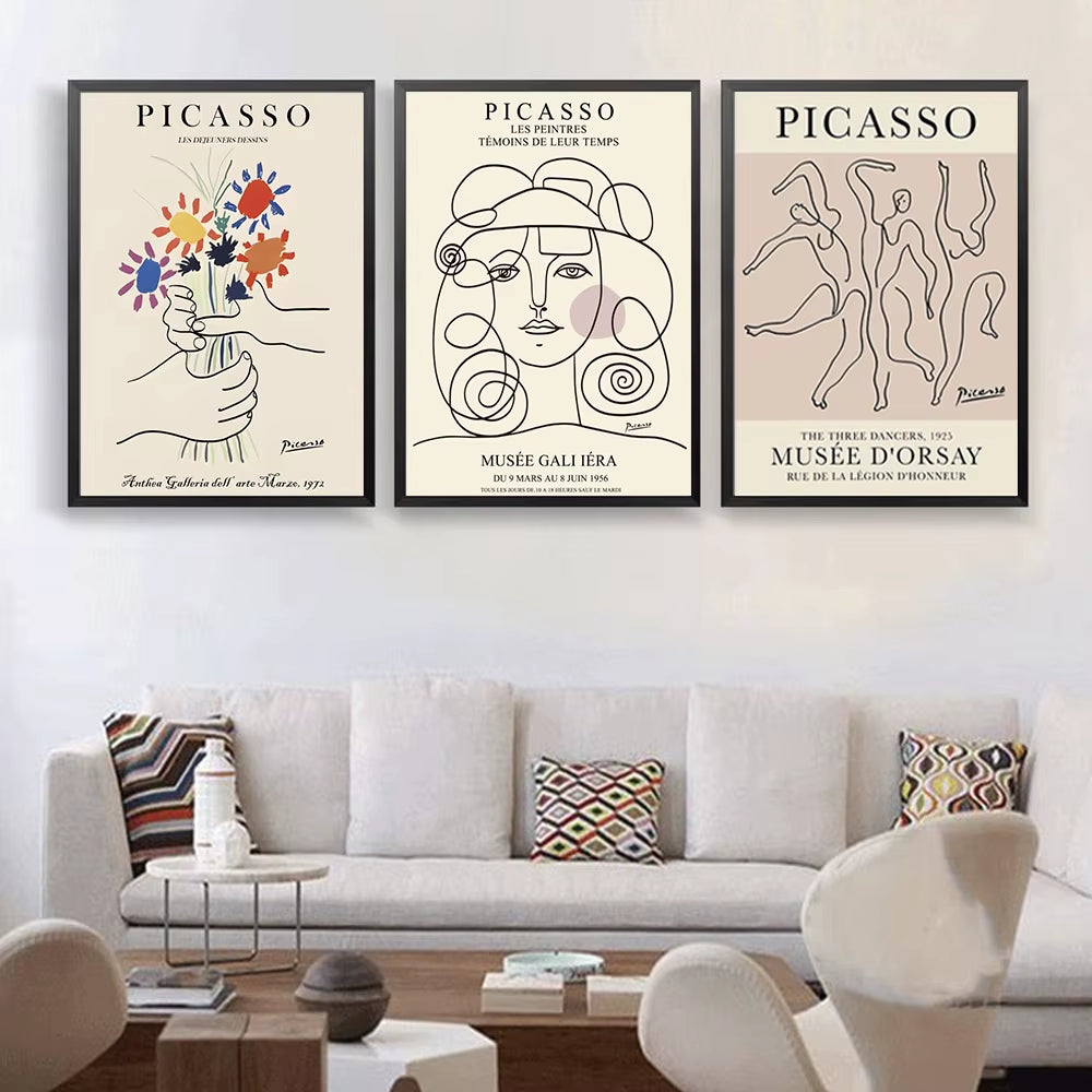 Line Art Flower Face Wall Prints