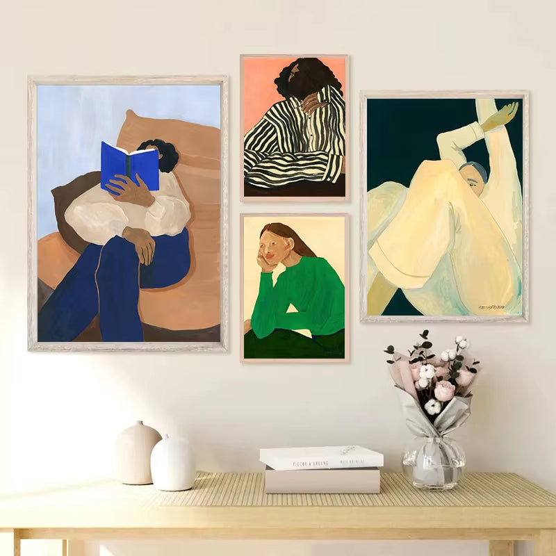 Abstract Reading Girl Wall Print