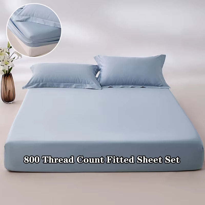 Luxury Egyptian Cotton Bed Sheet Set 800 Thread Count Bedding Sets 1 Piece Fitted Sheet 2 Pieces Pillowcase Soft Mattress Cover