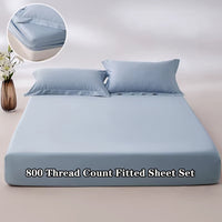 Luxury Egyptian Cotton Bed Sheet Set 800 Thread Count Bedding Sets 1 Piece Fitted Sheet 2 Pieces Pillowcase Soft Mattress Cover