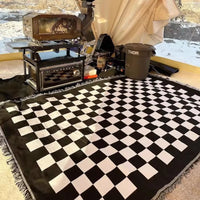 Woven Checkerboard Throw Blanket for Sofa Chair Bed Air Conditioning Blankets Outdoor Camping Blanket Picnic Mat Nap Shawl Towel