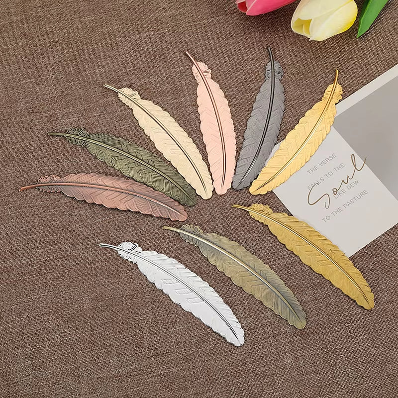 1 Pcs Creative Metal Feather Bookmark Chinese Style Rose Gold Retro Craft Student School Supplies Stationery Teacher Gift