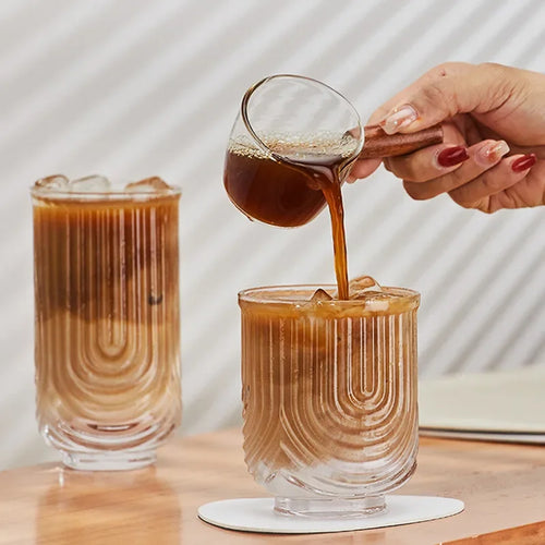 Wavy Glass Iced Coffee Cups