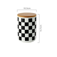 Black and White Checkered Ceramic Storage Jars