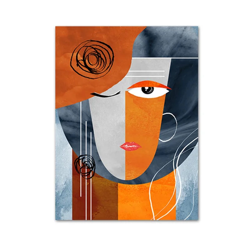 Abstract Geometric Faces Wall Prints