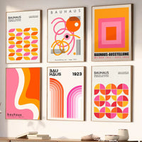 Pink and Orange Graphic Line Wall Prints