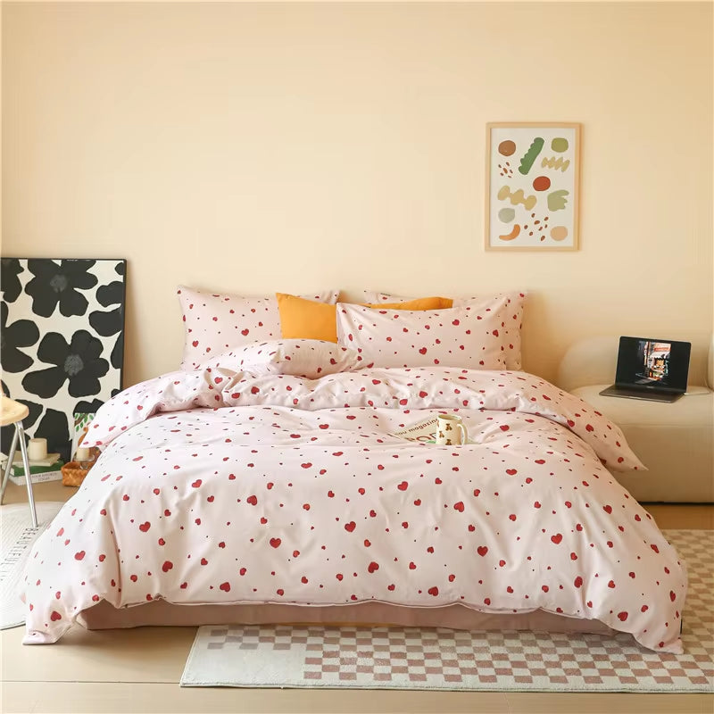 Cotton Duvet Cover with Festive Print