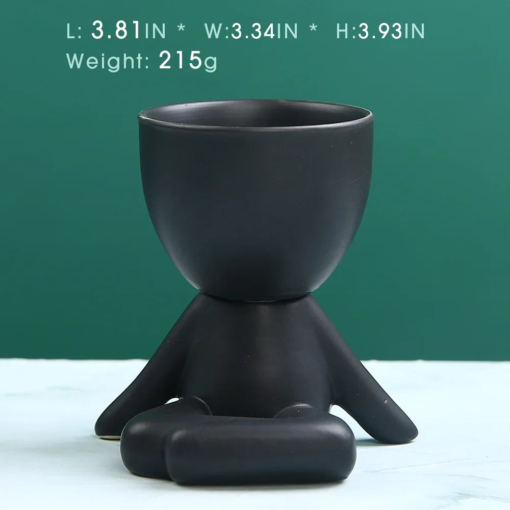 Ceramic Black Figure Flower Pots