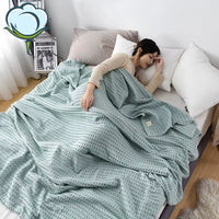 Waffle Palid 100% Cotton Bed Blanket Throw Towel Quilt Knitted Bedspreads Home Hotel Coverlets Solid Color Throws Blankets