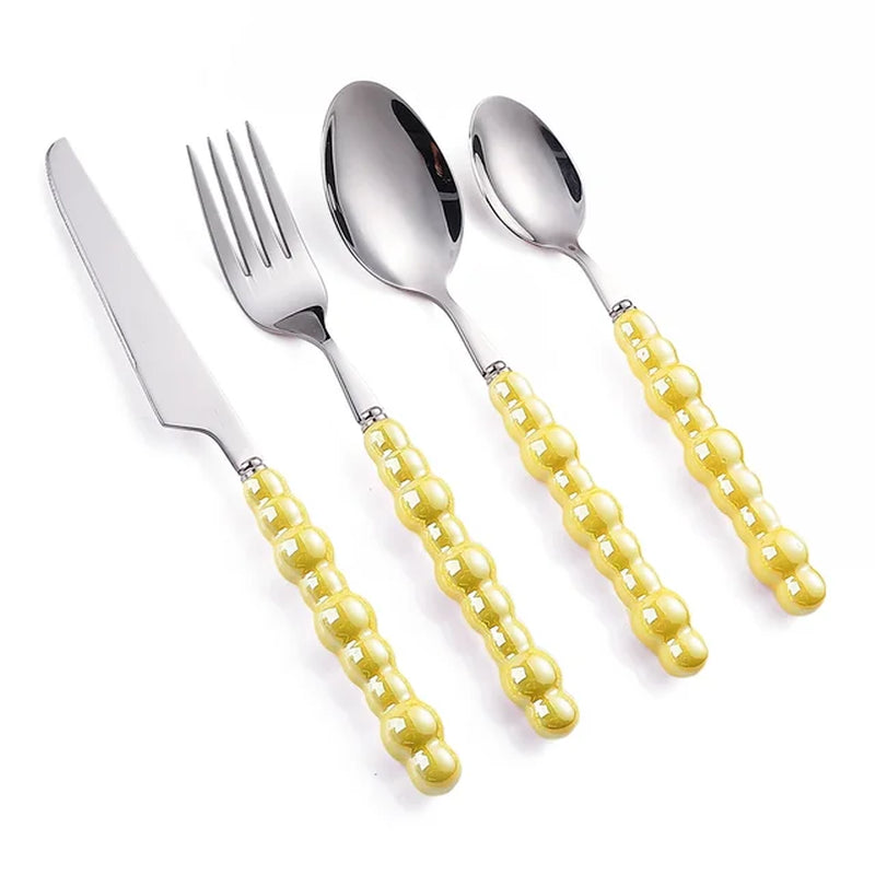 24Pcs Pearled Cutlery Set (Stainless Steel)