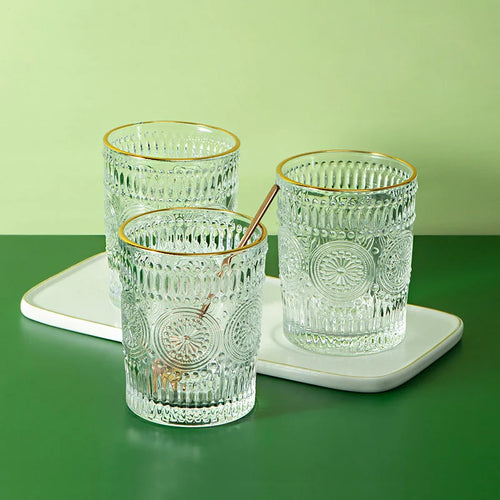 Sunflower Patterned Glass Cups