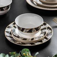 European-Style Patterned Ceramic Dinner Plates & Bowls