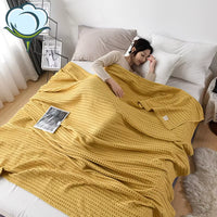 Waffle Palid 100% Cotton Bed Blanket Throw Towel Quilt Knitted Bedspreads Home Hotel Coverlets Solid Color Throws Blankets