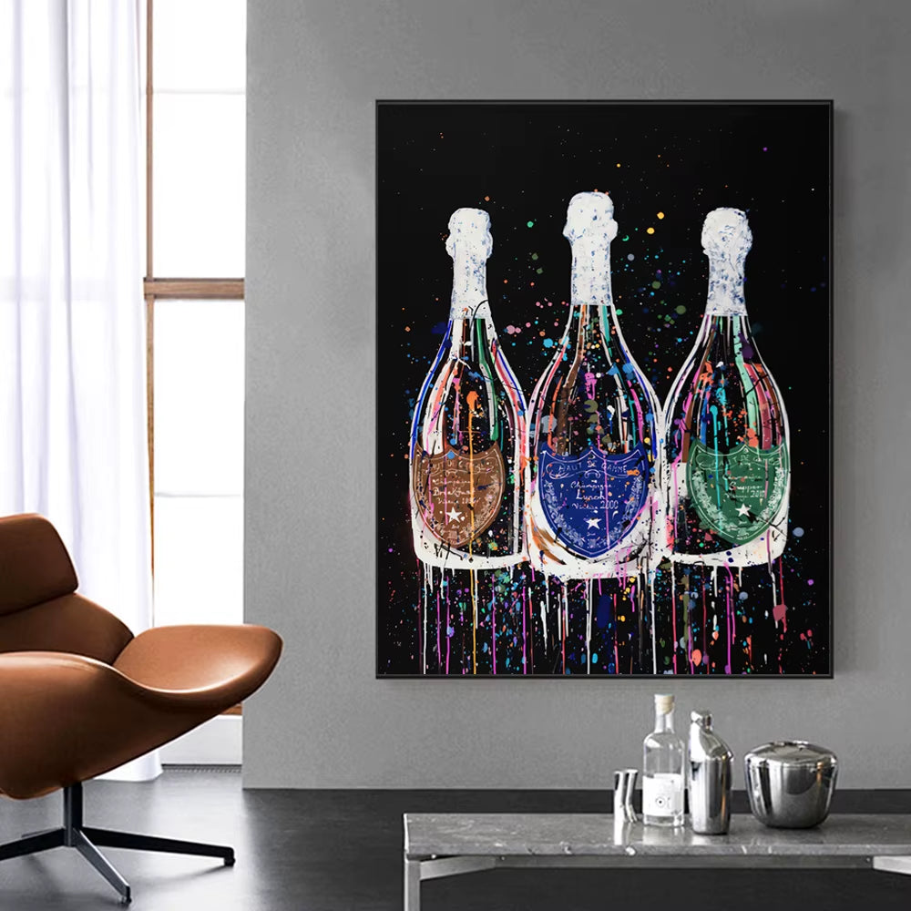 Graffiti Champagne Bottle Wall Prints