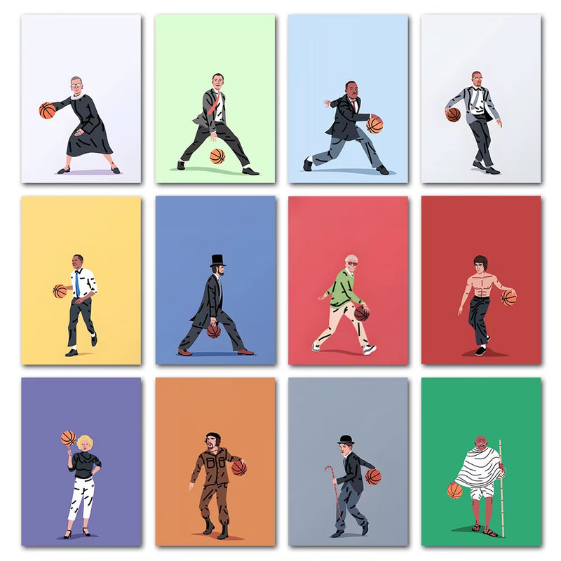 Celebrities Playing Basketball Wall Prints