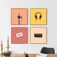 Colorful Microphone & Headphone Wall Prints