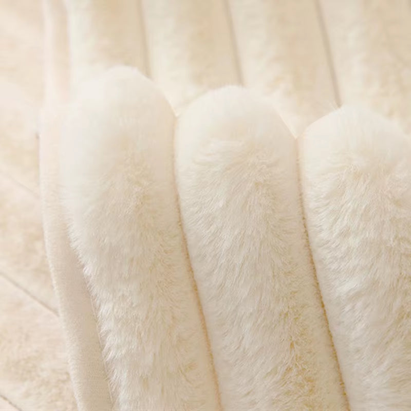 Fluffy Solid Color Stripes Universal Sofa Cover Imitation Rabbit Fur Plush Sofa Cushion Anti-Pet Scratching Couch Protector Mat