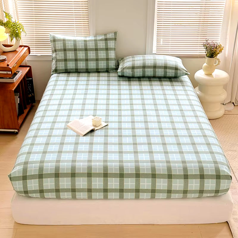 Non-Slip Plaid Fitted Bed Sheet