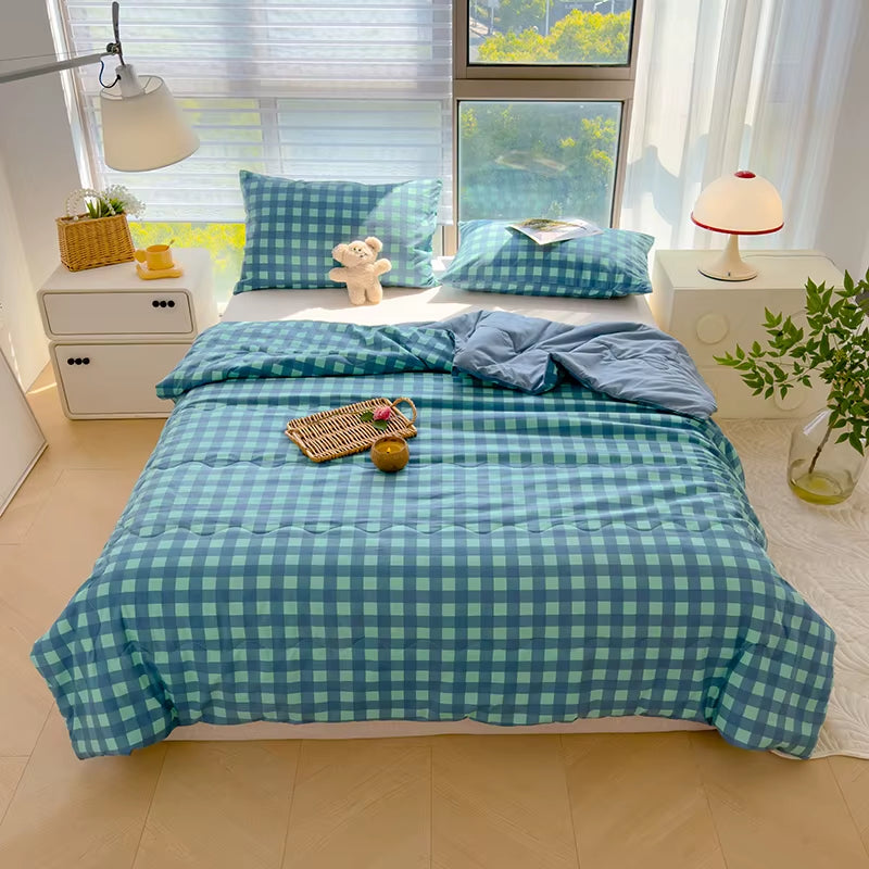 Summer Cotton Quilts Thin Air Conditioning Comforter Soft Breathable Bed Blanket Floral Duvet Cover Thin Quilts Machine Washable