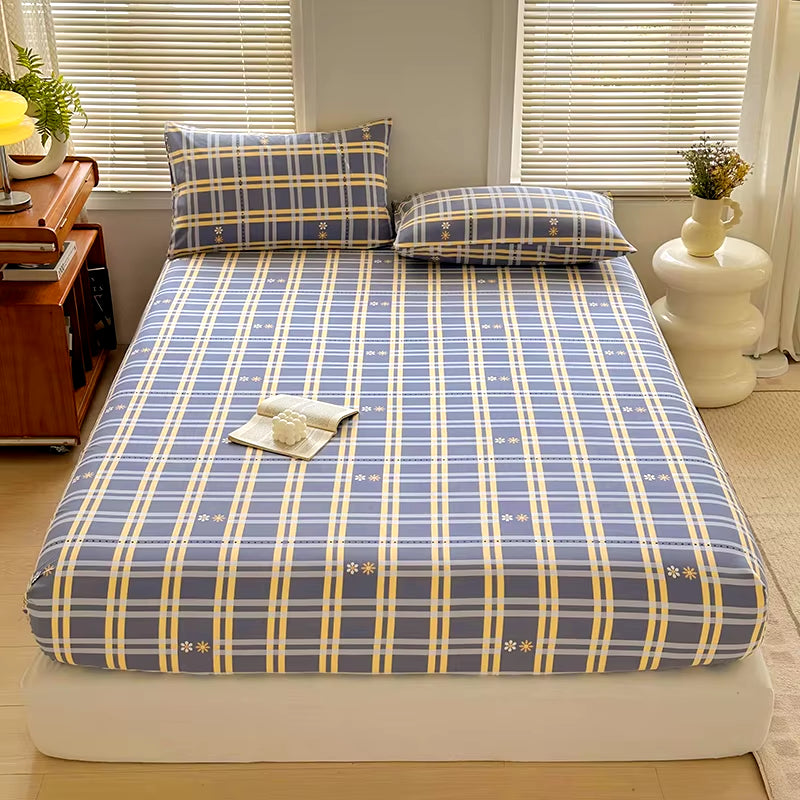 Non-Slip Plaid Fitted Bed Sheet