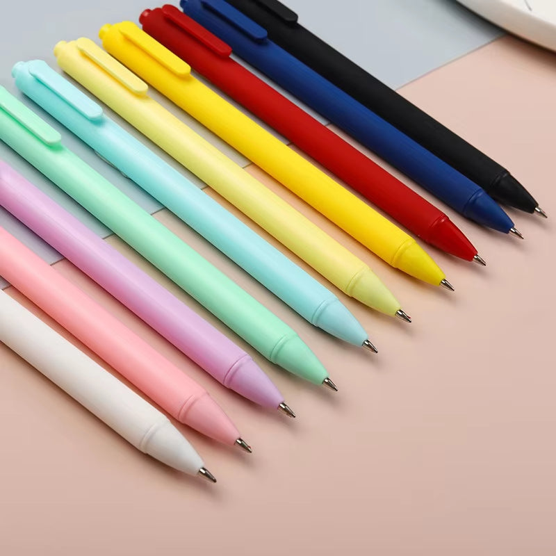 1Pcs Simple Press Type Gel Pen Macaron Black Ink Ballpoint Pens Student School Office Supplies