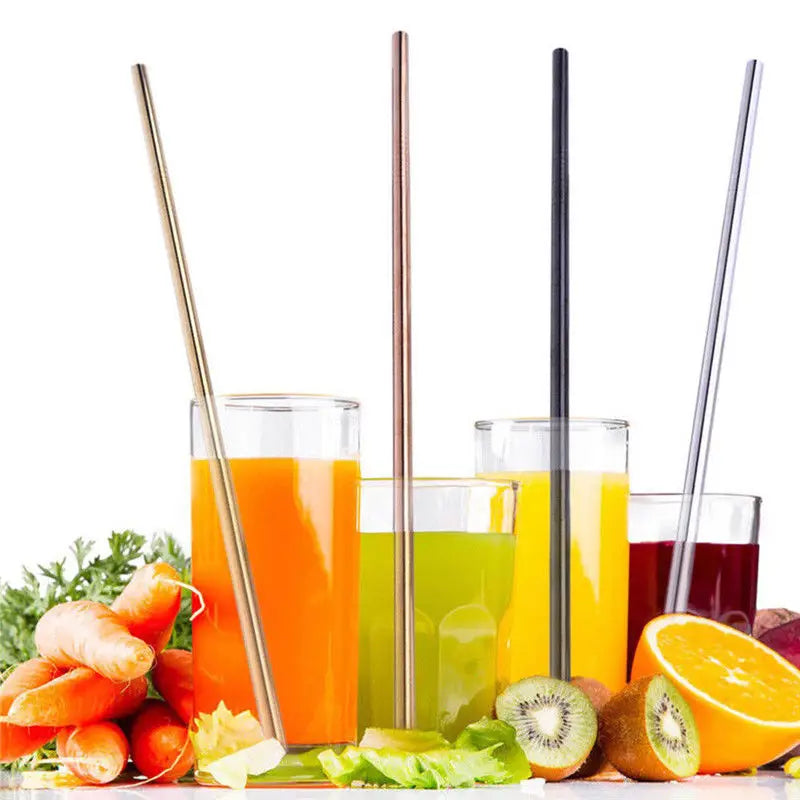 Reusable Metal Straws Set (Stainless Steel)