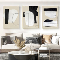 Beige and Black Lined Wall Prints