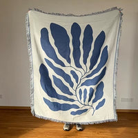 Blue Woven Throw Blanket