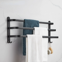 Black Aluminum 3-Row Towel Rack